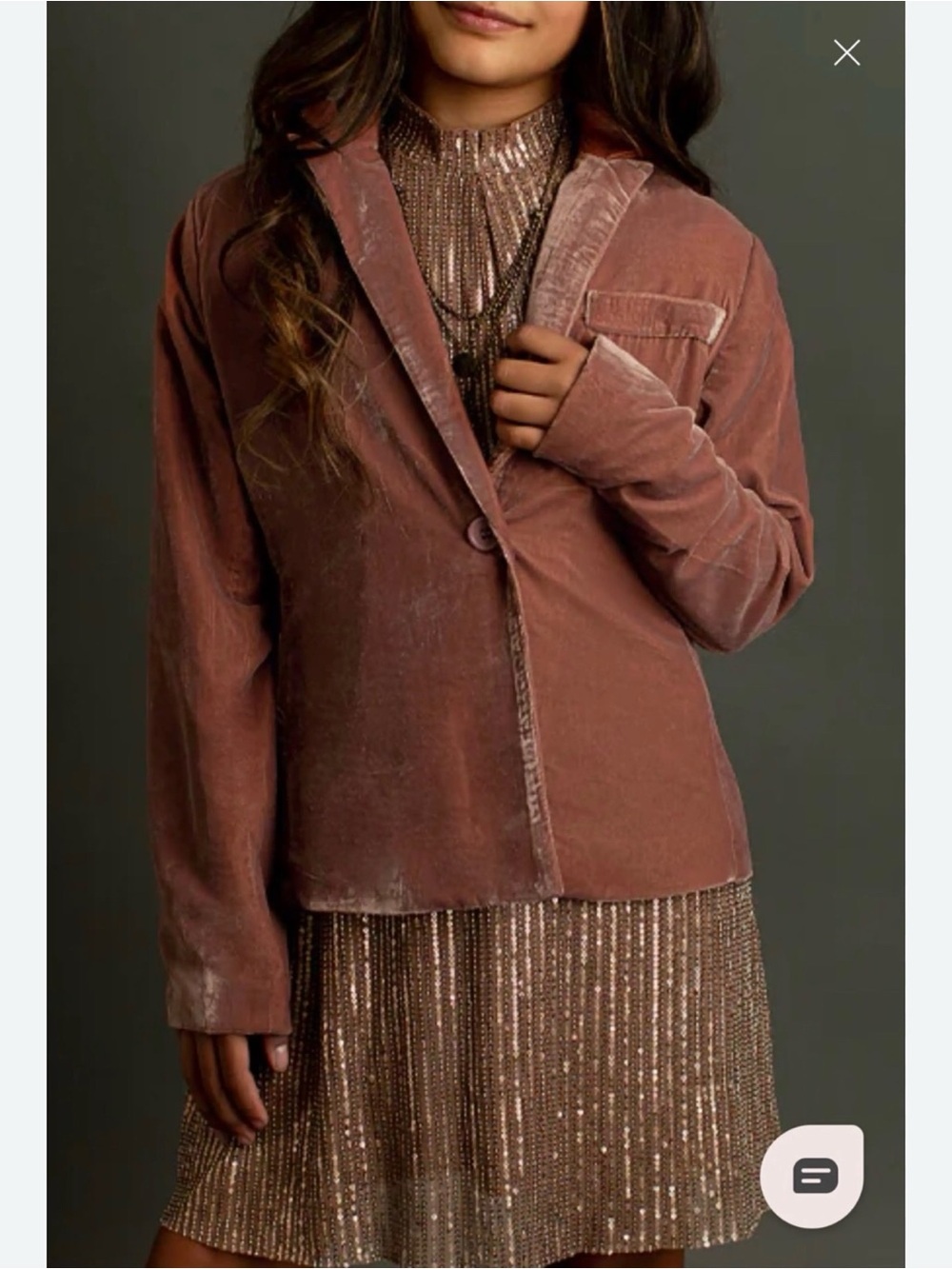Joyfolie Mia Joy Girls Dusty Rose Velvet Blazer Jacket